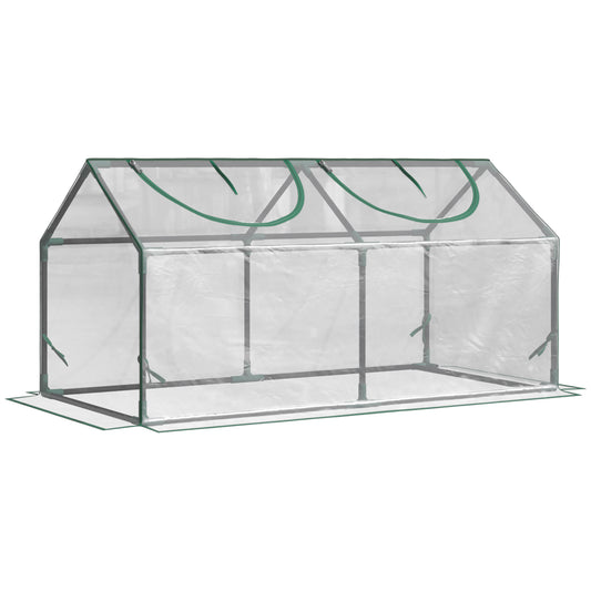 Outsunny Greenhouse with Window, PE Mesh Foil, Steel Foil Greenhouse, Greenhouse for Balcony, Garden, Tomato Greenhouse 120x60x60cm, Tomato Greenhouse for Vegetables, Flowers, Plants, Transparent