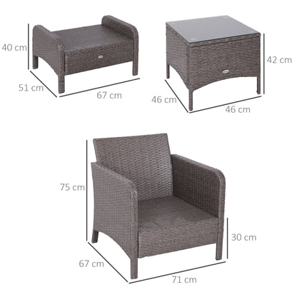 Outsunny 5-teiliges Gartenmöbelset aus Polyrattan, Lounge-Set mit Kissen, dunkelgrau, 2 Sessel, 1 Couchtisch, 2 Hocker