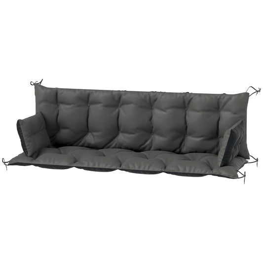 Outsunny Outdoor Kussenset voor Bank of Hollywood Schommel, Tweekleurig, Polyester, Schuim, 180 x 110 x 8 cm, Donkergrijs