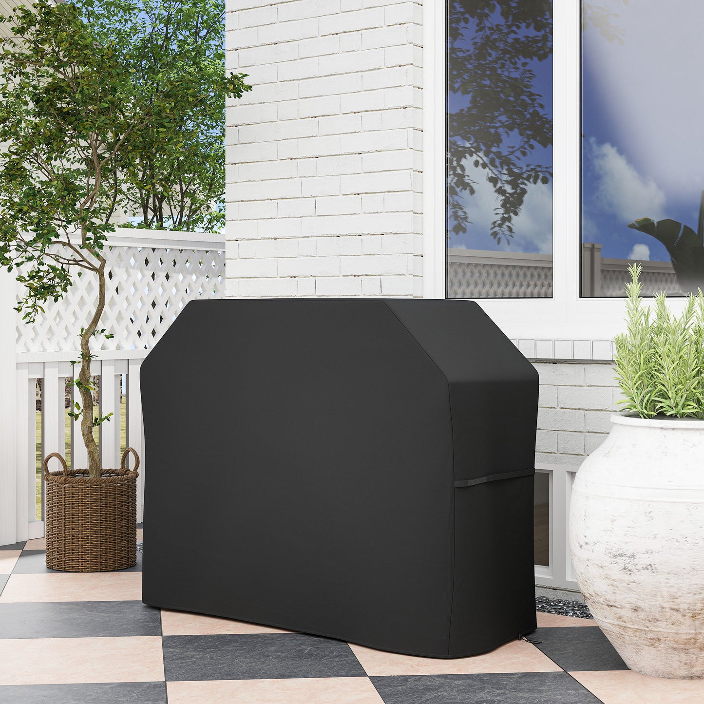 Outsunny Grillabdeckung, Schutzhülle für Grills, wetterfest, 147 x 61 x 120 cm, Schwarz