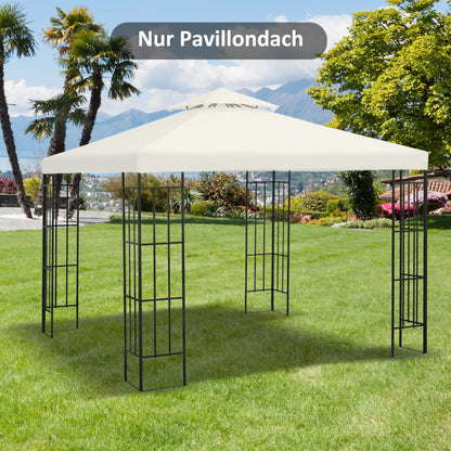 Outsunny vervangingsdak voor 3x3m prieel, waterafstotend prieeldak voor metalen prieel, vervangingsdak voor tuinprieel, partytent, tuintent, polyester, crèmewit