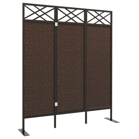 Outsunny Raumteiler, Vintage-Design, 3-teilig, 148 cm x 33 cm x 181 cm, braun + schwarz