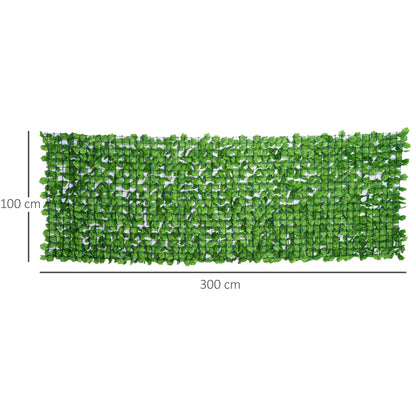 Outsunny Kunsthaag Privacyscherm, UV-beschermd, Privacyscherm met Bladeren, Haagomheining, 300 x 100 cm, Groen