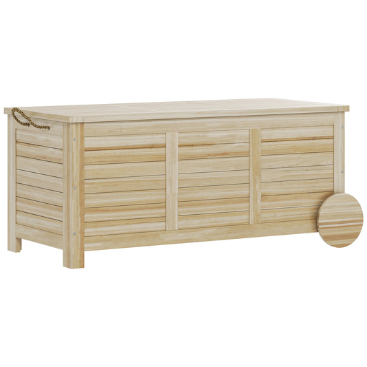 Outsunny Aufbewahrungsbox für den Außenbereich, 185 l, wetterfest, mit Rollen, Kiefernholz, 110 x 50 x 50 cm, hellbraun