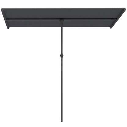 Outsunny Parasol, 180 graden draaibaar, in hoogte verstelbaar, tuinparasol met aluminium paal, 150x205cm, donkergrijs