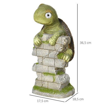 Outsunny Gartenfigur „Kleine Schildkröte“, Gartendekoration, wetterfest, inkl. Solarlampe