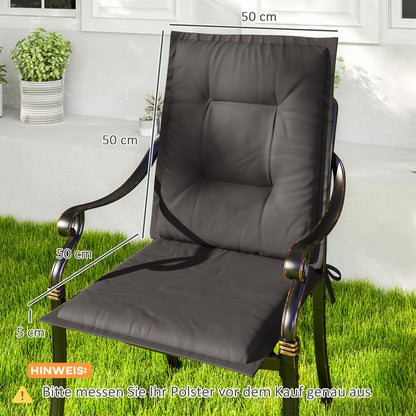 Outsunny 4-teiliges Sitzkissen-Set, 108 x 50 x 5 cm, Stuhlkissen mit Bändern, Sitzkissen für den Innen- und Außenbereich, dunkelgrau