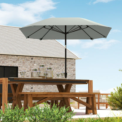 Outsunny Sonnenschirm, 2,3 m, ohne Ständer, verstellbarer Terrassenschirm mit Kurbel, Polyester, Aluminium, Fiberglas, dunkelgrau