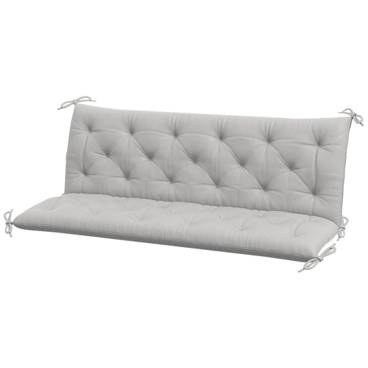 Outsunny 3-zits bankkussen, 150x98x8 cm, bankkussen met strikbandjes, bankkussen voor tuinmeubelen, Hollywood schommel, lichtgrijs