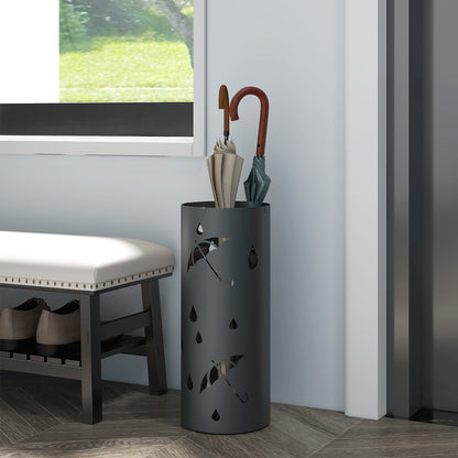 HOMCOM Schirmständer, Stahl, Säulenform, abnehmbare Bodenplatte, Ø 17 x 41 cm (H), grau