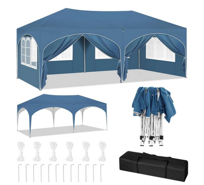 Easy up partytent 6x3m blauw