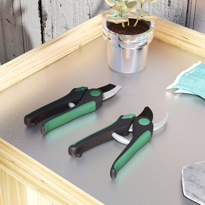 Outsunny Garden Tool Set, 2-Piece, Metal Garden Tools with Garden Shears, Green and Black