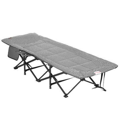 Outsunny opvouwbare ligstoel met 1 zijvak en 1 bekerhouder, 68 cm x 186 cm x 48 cm, zwart-wit