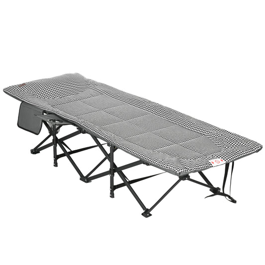 Outsunny opvouwbare ligstoel met 1 zijvak en 1 bekerhouder, 68 cm x 186 cm x 48 cm, zwart-wit