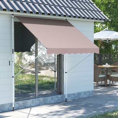 Outsunny klemzonnescherm met handslinger, in hoogte verstelbaar, knikarmzonnescherm, vuilafstotend, weerbestendig, balkonzonnescherm, 150 cm breed, terraszonnescherm voor terras, balkon, veranda, crèmewit