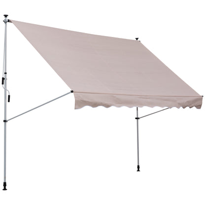 Outsunny klemzonnescherm met handslinger, in hoogte verstelbaar, knikarmzonnescherm, vuilafstotend, weerbestendig, balkonzonnescherm, 150 cm breed, terraszonnescherm voor terras, balkon, veranda, crèmewit