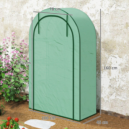 Outsunny Mini Kas, 4-laagse kas met kunststof afdekking, draagbaar, roldeur, 100 x 45 x 160 cm, groen