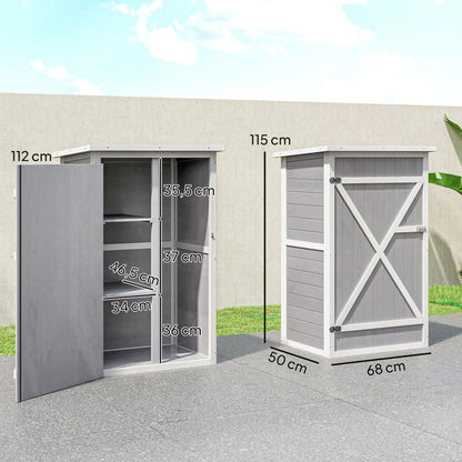 Outsunny Gartenhaus mit Brettern, wetterfest, 75 x 56 x 115 cm, grau