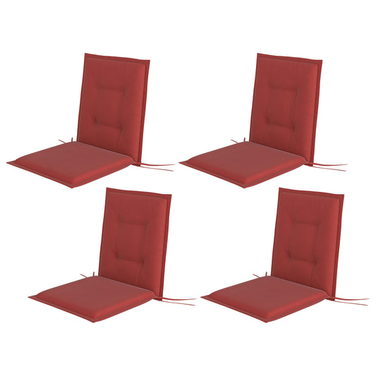 Outsunny 4-teiliges Sitzkissen-Set, 108 x 50 x 5 cm, Stuhlkissen mit Schleifen, Sitzkissen für den Innen- und Außenbereich, bordeauxrot