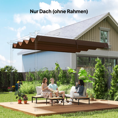 Outsunny vervangingsdak voor tuinprieel 2,85 x 2 m, uitschuifbaar, eenvoudige montage, polyester, koffie