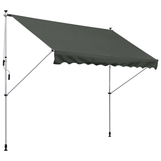 Outsunny Klemmmarkise mit Handkurbel, höhenverstellbar, Gelenkarmmarkise, schmutzabweisend, wetterfest, Balkonmarkise, 150 cm breit, Terrassenmarkise für Terrasse, Balkon, Veranda, grau