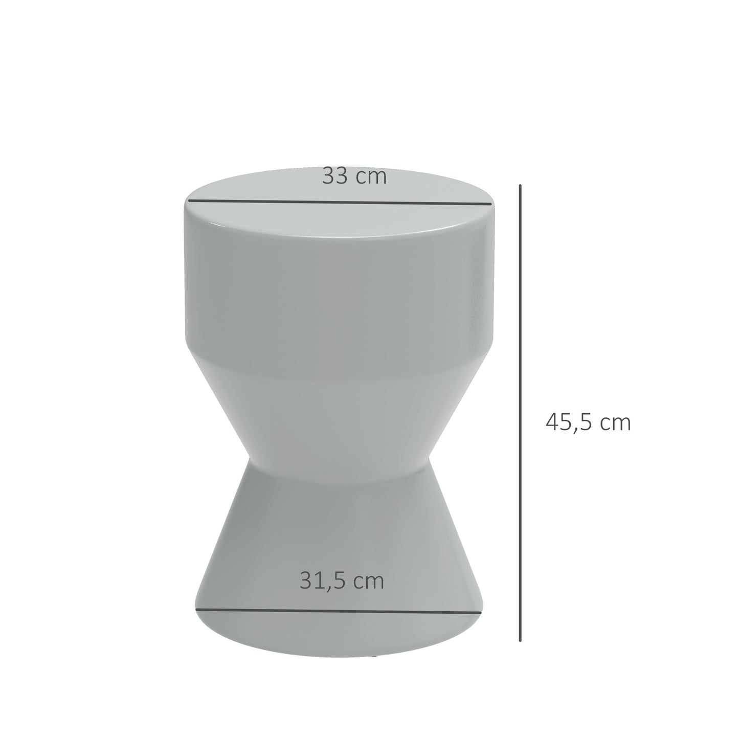 Outsunny Keramik-Gartenhocker, Tragkraft bis 120 kg, Ø 33 x 45,5 cm, wetterfest, Sanduhrform, hellgrau