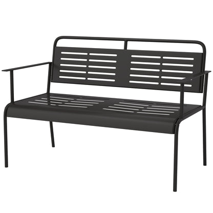 Outsunny 3-Sitzer-Gartenbank, wetterfeste Bank, wasserabweisende Gartenmöbel mit Rücken- und Armlehnen, 121 x 64 x 84 cm, schwarz