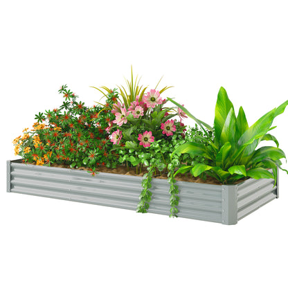 Outsunny stalen verhoogde tuinbak, weerbestendig plantbed met snijvaste rand, koude bak