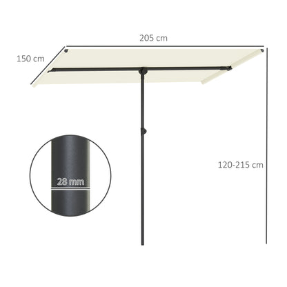 Outsunny Sonnenschirm, um 180 Grad drehbar, höhenverstellbar, Gartenschirm mit Aluminiumstange, 150 x 205 cm, beige
