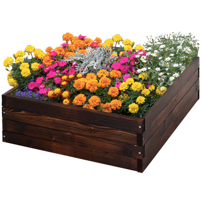 Outsunny Hochbeet, Pflanzkasten, Gemüsebeet, Kräuterbeet, Massivholz, Dunkelbraun, 60 x 60 x 23 cm