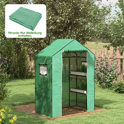 Outsunny vervangingshoes voor kas, vervangingshoes met UV-bescherming, roldeur, zijramen, 140 x 73 x 190 cm, groen