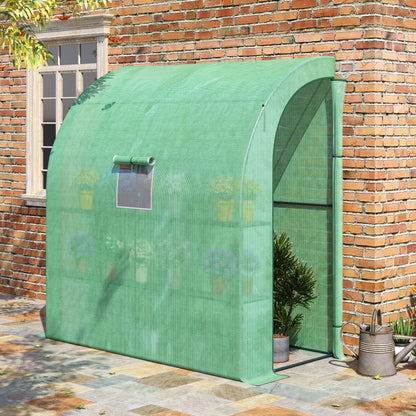 Outsunny Foliekas, Tomatenkas met gaasvenster, Kas met roldeuren, Voorkweekkas met UV-bescherming, Groen, 200 x 100 x 215 cm