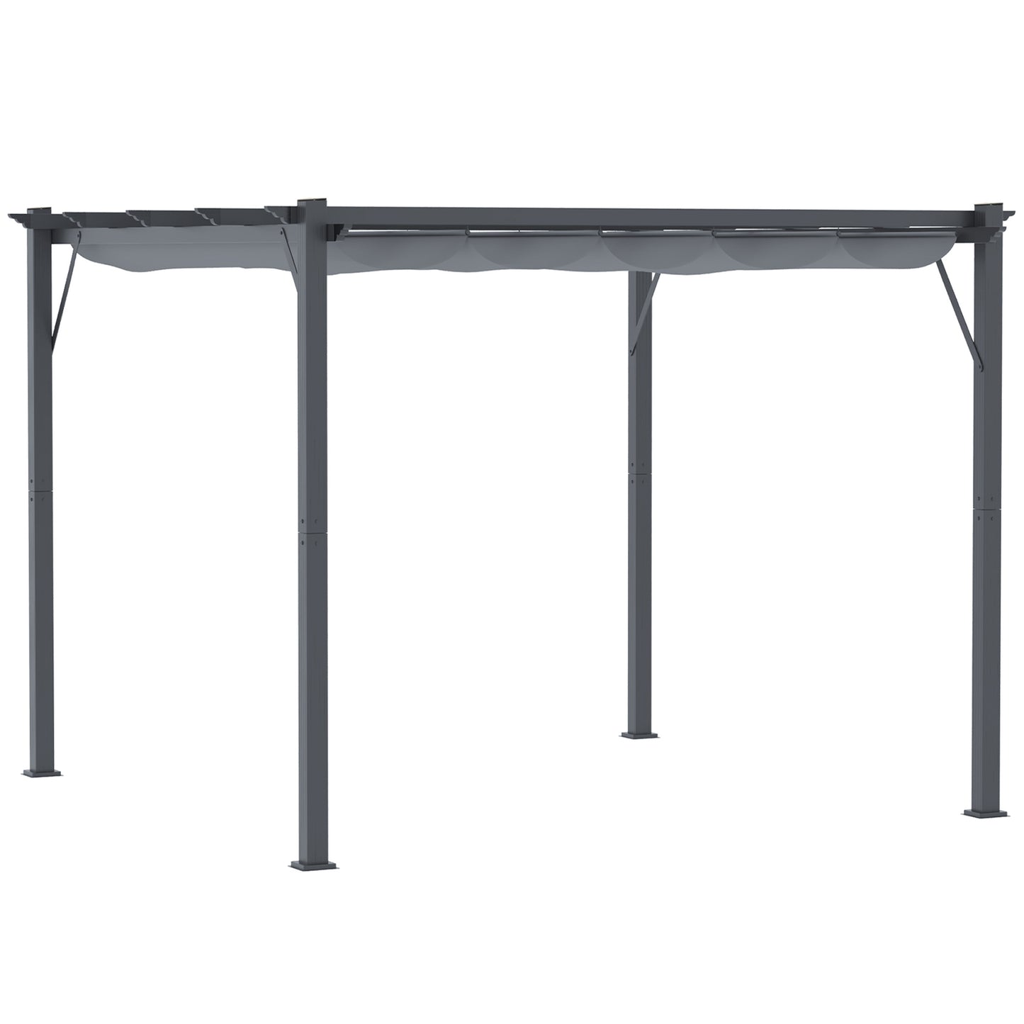 Outsunny Pergola Paviljoen Patio Overkapping met Schuifdak Tuin Aluminium Antraciet + Donkergrijs 3x3x2,23 m