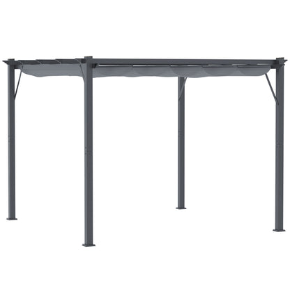 Outsunny Pergola Paviljoen Patio Overkapping met Schuifdak Tuin Aluminium Antraciet + Donkergrijs 3x3x2,23 m