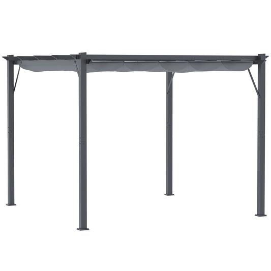 Outsunny Pergola Paviljoen Patio Overkapping met Schuifdak Tuin Aluminium Antraciet + Donkergrijs 3x3x2,23 m