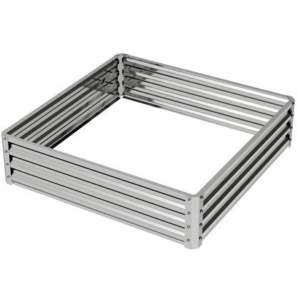 Outsunny tuinbed, plantenbak met stalen behuizing, zilver, 120 x 120 x 30 cm