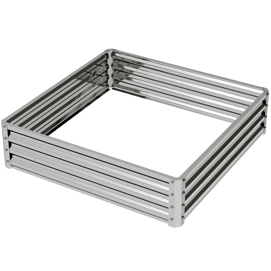 Outsunny tuinbed, plantenbak met stalen behuizing, zilver, 120 x 120 x 30 cm