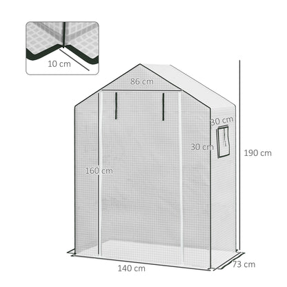 Outsunny Ersatzabdeckung für Gewächshaus, mit UV-Schutz, Rolltor und Seitenfenstern, 140 x 73 x 190 cm, weiß