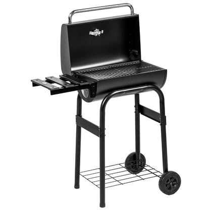 Outsunny Holzkohle-Smoker-Grill, 1 Planke, inkl. Thermometer, 83 x 46,5 x 115 cm, Schwarz