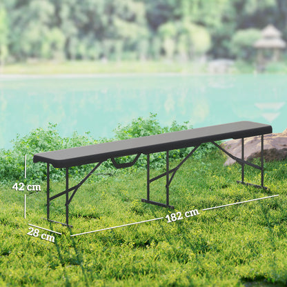 Outsunny Campingbank, Kunststof Buitenbank, Draagvermogen 240 kg, Zwart