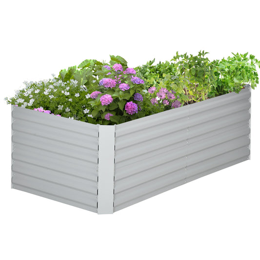 Outsunny planter, handy flower box for planting, caring for and nurturing plants, raised bed, steel, light gray