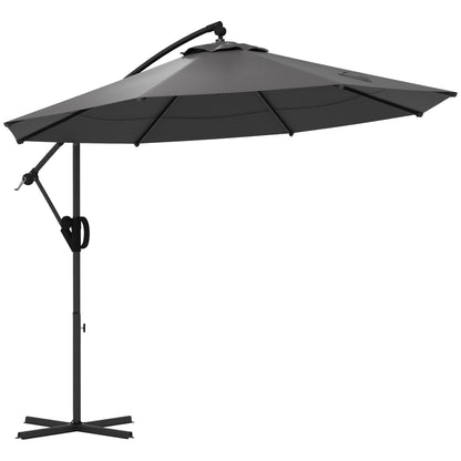 Outsunny zweefparasol, inclusief kruisvoet, 293 x 293 x 260 cm, grijs