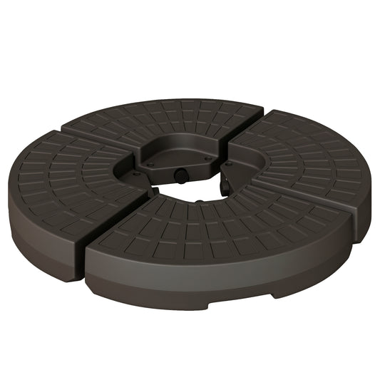 Outsunny 4-teiliger Sonnenschirmständer, Sonnenschirmgewicht, Sonnenschirmgestell, mit Sand/Wasser bis zu 25/17 kg befüllbarer Ständer, Gewichte aus HDPE, Kaffeefarbe