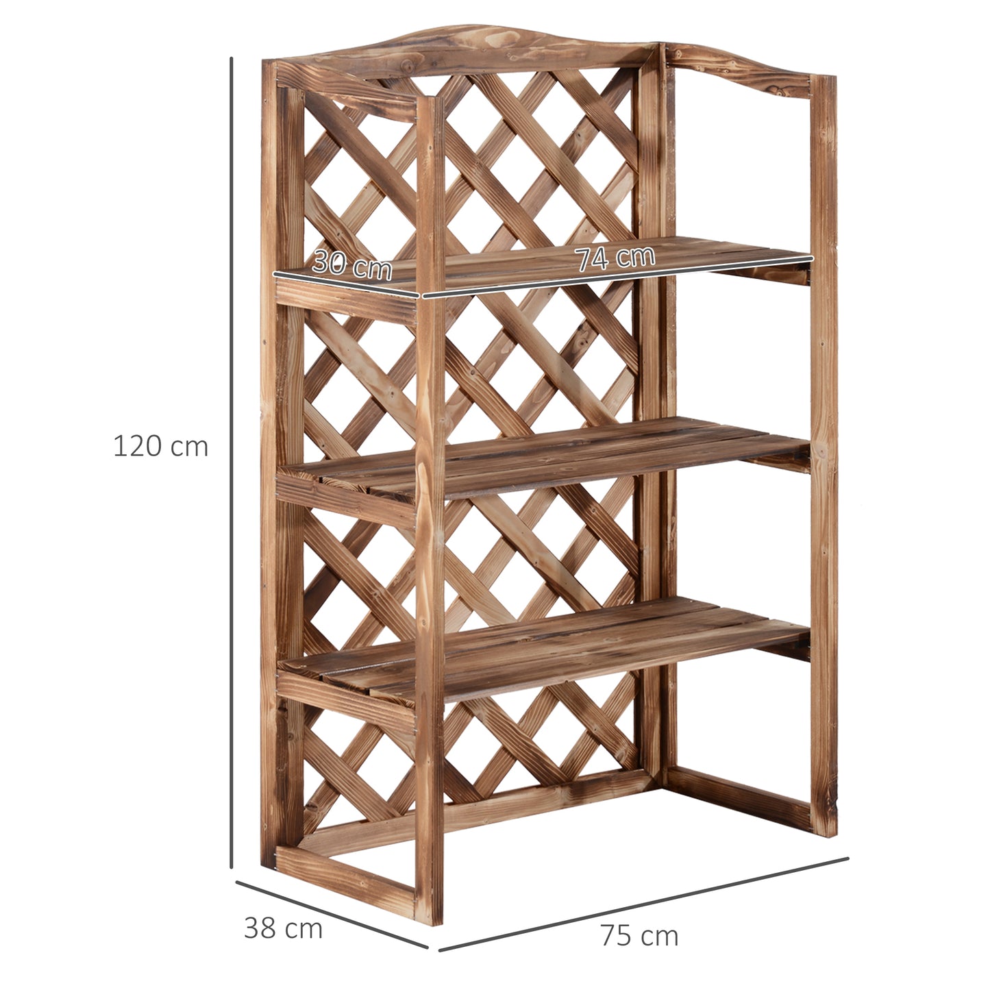 Outsunny Bloemenstandaard, Bloemenplank, Plantenplank, Bloemenbank, 3-laags, Dennenhout (Model 8)
