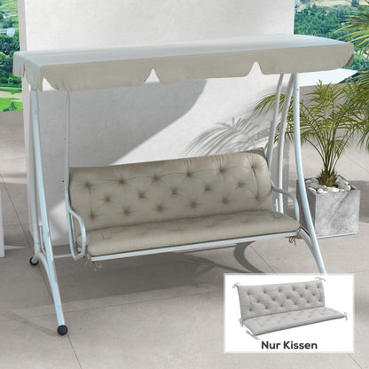 Outsunny 3-zits bankkussen, 150x98x8 cm, bankkussen met strikbandjes, bankkussen voor tuinmeubelen, Hollywood schommel, lichtgrijs