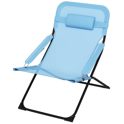 Outsunny klapstoel, 4-standen verstelbaar, ademend, metalen frame, 69 x 91 x 96 cm, zwart/blauw