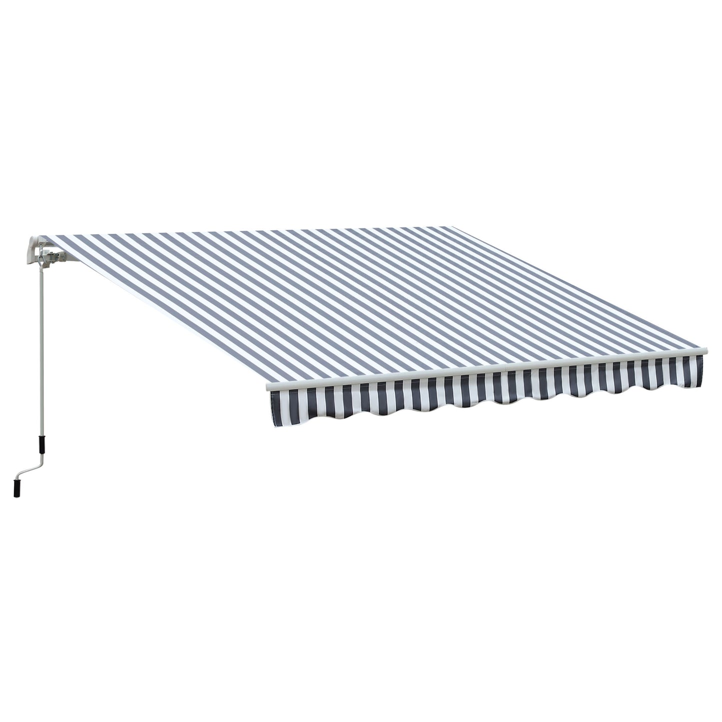 Outsunny zonnescherm, knikarmzonnescherm, zonnescherm, handslinger, balkon, aluminium, grijs/wit, 2,95 x 2,45 m