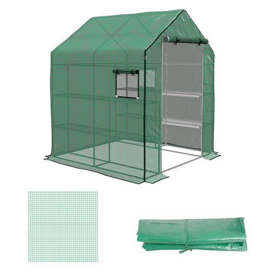 Outsunny kasfolie, vervangende hoes, waterdicht, oprolbaar raam en deur, 140 x 143 x 190 cm, groen