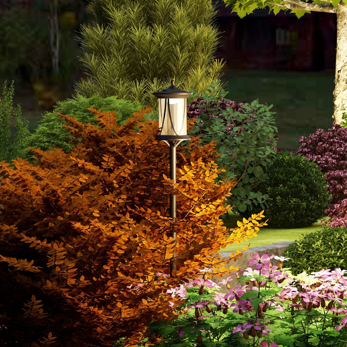 Outsunny Solar-Außenleuchte, LED, automatischer Betrieb, wetterfest, 6 Stunden Leuchtdauer, 17 x 17 x 127 cm (B x T x H), Schwarz