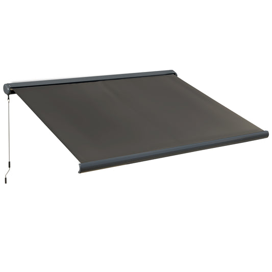 Elektrische Markise von Outsunny mit Fernbedienung, inklusive Montagesatz, Metallrahmen, dunkelgrau, 3 x 2,5 m